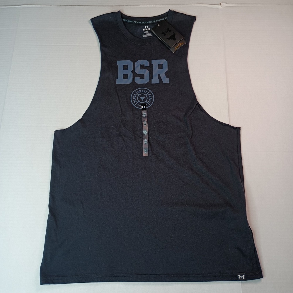 NEW Under Armour Project Rock Blood Sweat Respect Tank Mens Size M Black 1389900